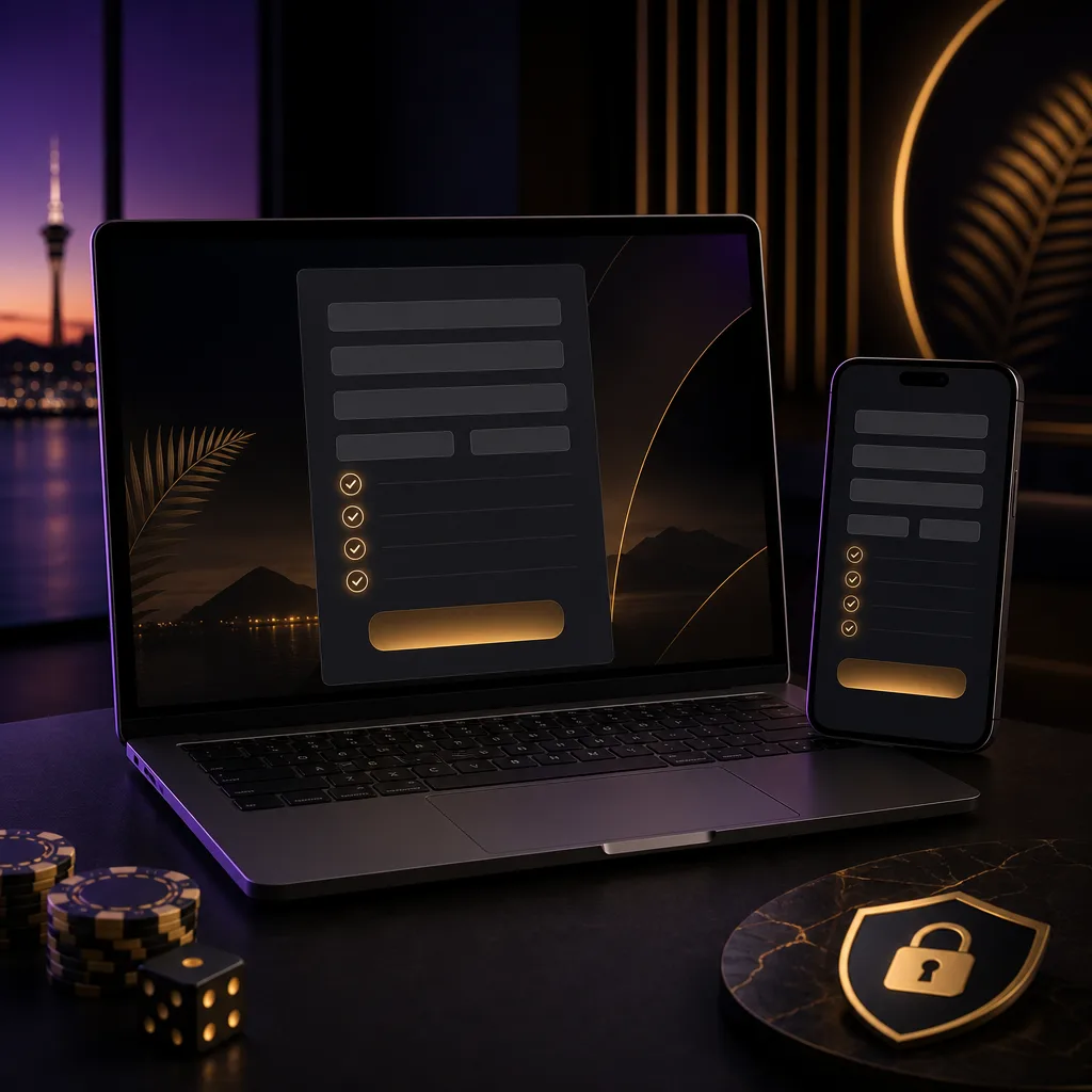 Pacific Spins account registration flow on laptop and phone